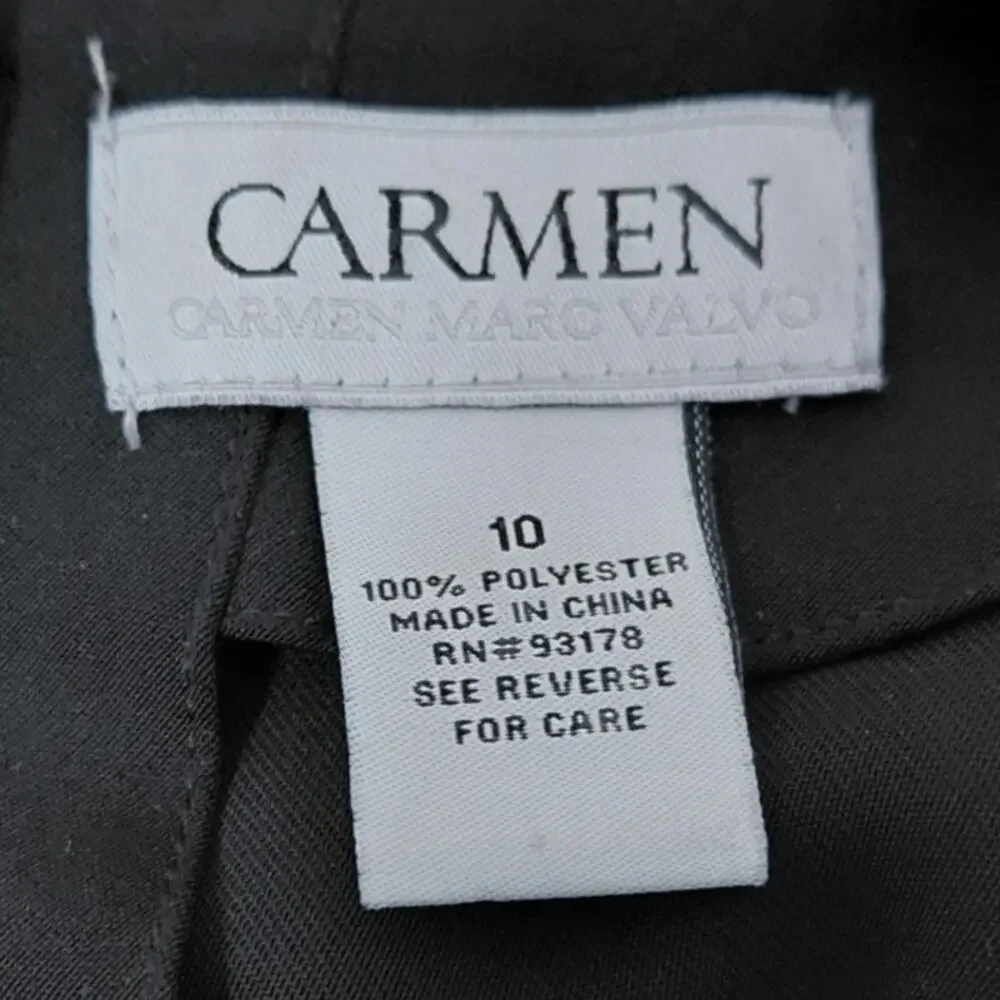 CARMEN Marc Valvo Black Button-Up Blouse Solid Long Sleeve Women Size 10 - Picture 4 of 7